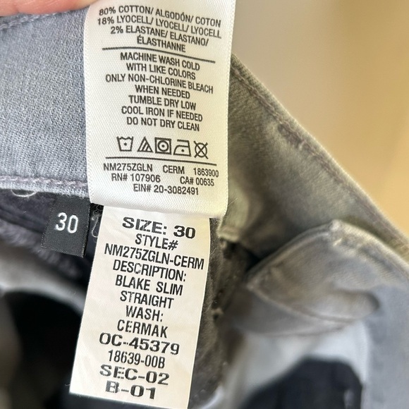 Hudson Blake Slime Straight Jeans Cotton Lyocell Stretch Grey Cermak Sz 30 - Picture 10 of 10